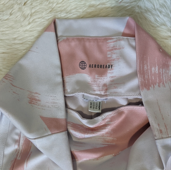 Adidas Aeroready Designed to Move Graphic High-Waist Leggings pink white small - Picture 10 of 16